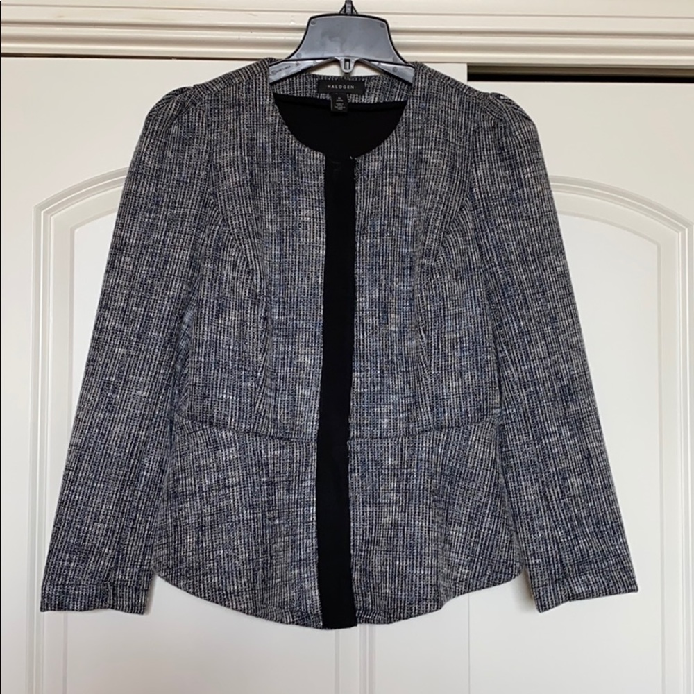 Halogen peplum blazer navy blue / gray Sz M